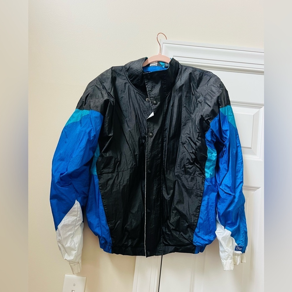 Vintage Christian Dior Teal and Black Jacket size large - Picture 8 of 12